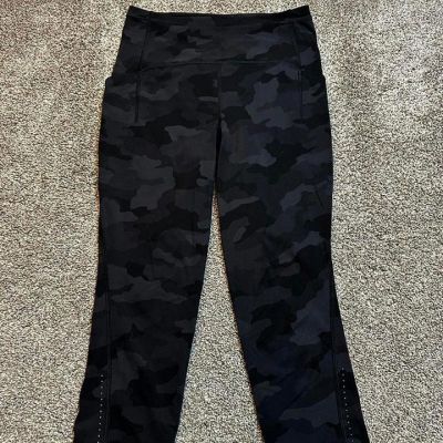 Lululemon Swift Speed HR Cropped High Rise Pants Leggings Black Light Camo Sz 6