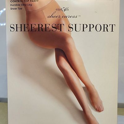 JC Penney East 5th Sheerest Support Control Top Pantyhose Sz long Off Black NOS