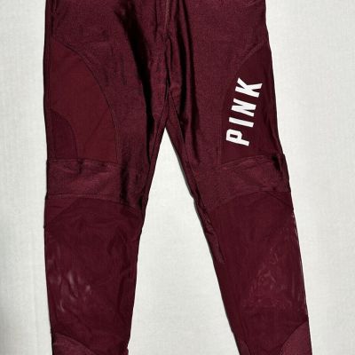 Pink Victoria’s Secret Ultimate legging Burgundy Shiny mesh Size XS gym Pilate