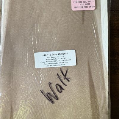 Vintage De’ An Drew Designs Ladies Stockings Sz Large Seamless 100perc Nylon NIP