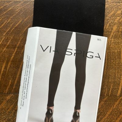 New In Pkg Via Spiga Med/Lg Black Footless Tights