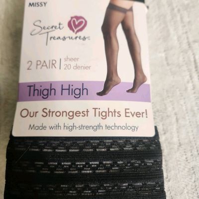 Secret Treasures Tights Plus Size Shear Thigh High Black 2pk Fashion Pantyhose