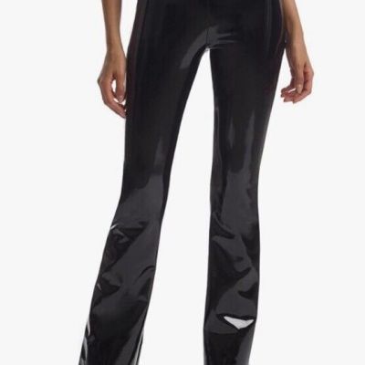 NWT Commando Women's Faux Patent Leather Flare Legging SLG251 - Black - Medium