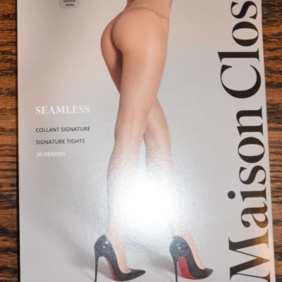 $49 Maison Close Seamless 20d Pantyhose tights Made in Italy M/3 Sun Nude