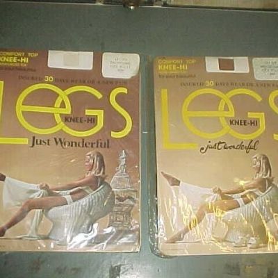 Vintage 1970's LEGS Knee-Hi Comfort Top Pantyhose Tights USA 8.5-11