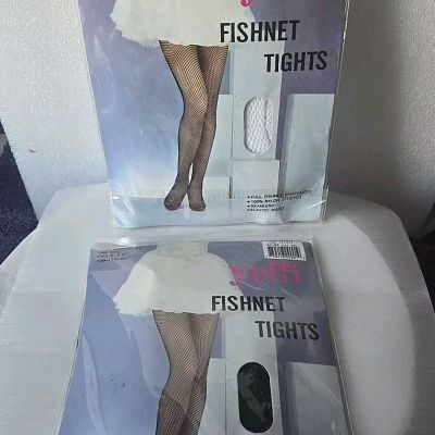 YOFFI Fishnet Tights 1-black 1- White   Full Fishnet Panty-hose One Size