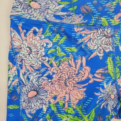 LuLaRoe Leggings XL Capri Butter Soft Blue Floral Print Womens Plus Size