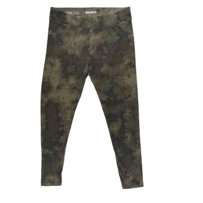 SONOMA Leggings Womens L Short Green Camo Mid Rise Stretch Workout Athleisure