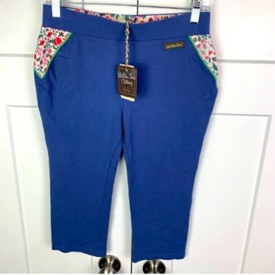 NWT MATILDA JANE MEDIUM Choose Adventure Crop Leggings Blue Yoga Capri Pants