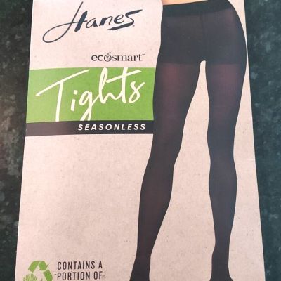 Hanes EcoSmart Women's Size L Black 40 Denier Opaque Tights Sheer Toe NEW