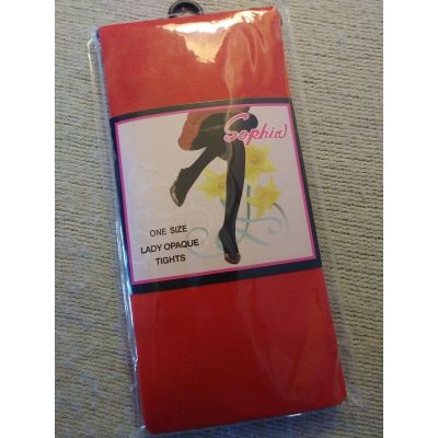 Sophia One Size Red Lady Opaque Tights Pantyhose ????Hosiery 100perc Nylon 165#