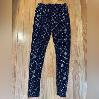 NWOT LuLaRoe One Size OS Leggings Blue and Ivory Starburst