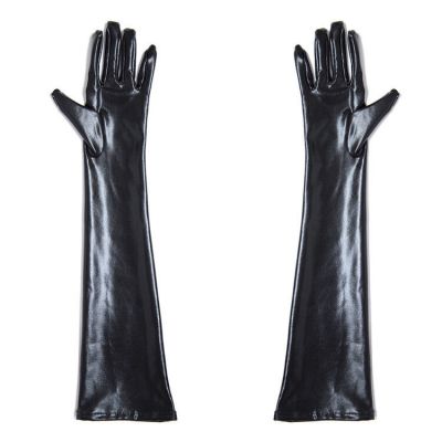 PVC Women Sexy Stocking Latex Anti-Skid Long Gloves Nightclub Dancer Custome Set