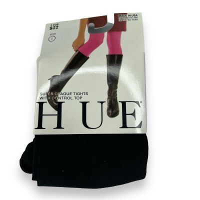 Hue Women’s Black Super Opaque Tights W/ Control Top One Pair Pack Size 1