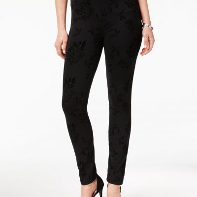 Style & Co Velvet Flocked Leggings Deep Black XS