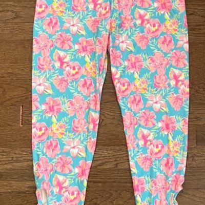 Simply Southern leggings Tropic floral print blue-pink Plus Size L-XL-2XL NWT