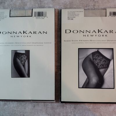 Donna Karan New York ~ Sheer Satin Hosiery Pantyhose ~ PALOMINO - Small  2 Pairs