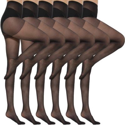 MANZI Pantyhose for Women Nylon Sheer Tights 6 Pairs 20Den