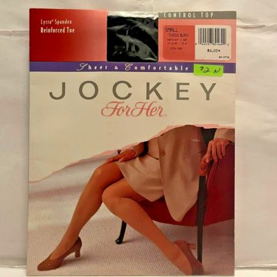 Jockey For Her Size S Black Control Top Pantyhose New In Package Please Read