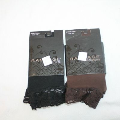 Rampage VTG Daffy's Store Footless Tights two pairs Brown &  Black Size s/m Lace