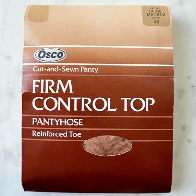 Osco Firm Control Top Pantyhose Reinforced Toe Sewn-on Panty - Beige Size Medium