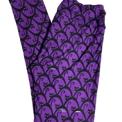 Black Cat Leggings On Purple