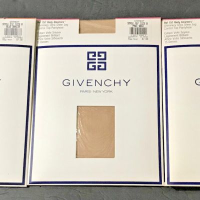 Lot of 3 Vintage Givenchy Pantyhose NEW NOS PALE GOLD BLUE DAHLIA Size B 157 212