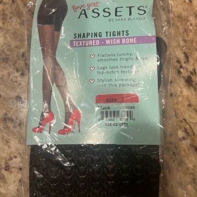 SPANX LOVE YOUR ASSETS SHAPING TIGHTS Size 1 BLACK TEXTURED WISHBONE (2pak )