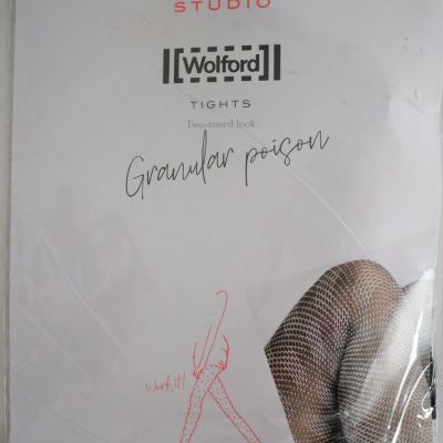 $60 NEW WOLFORD Black/White GRANULAR POISON 30DEN MATTE Look Tights XS