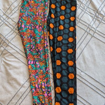 Lot of 2 Lularoe leggings colorful size tall and curvy