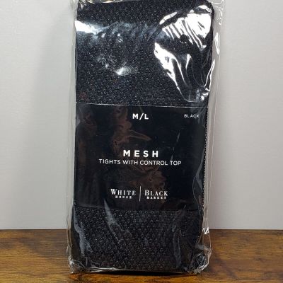 White House/Black Market M/L Black Mesh Tights w/ Control Top