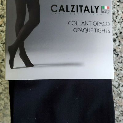 Calzitaly Women's Opaque Tights 100 Den Black Made in Italy Size M NWT