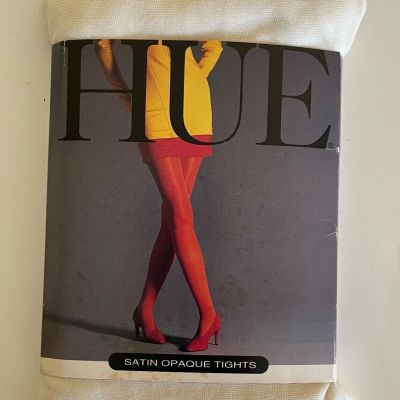 HUE  Satin Opaque Tights One Size 100-155lbs #4341 Ivory