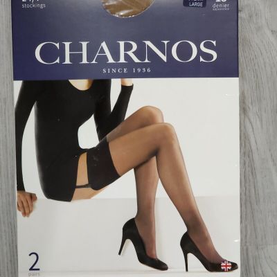 Charnos Stockings 15 Denier 24/7 all day all night 2 pair pack Sherry Large