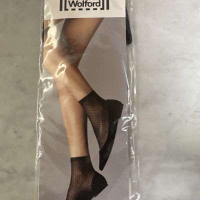 Wolford Nwt Valerie Socks Sheer Black Netted Size Small