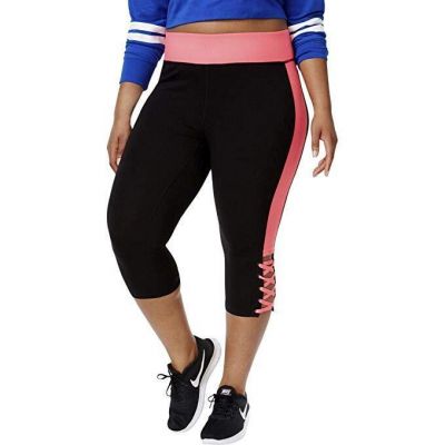 Material Girl Womens Plus Size Colorblocked Cropped Leggings-1X