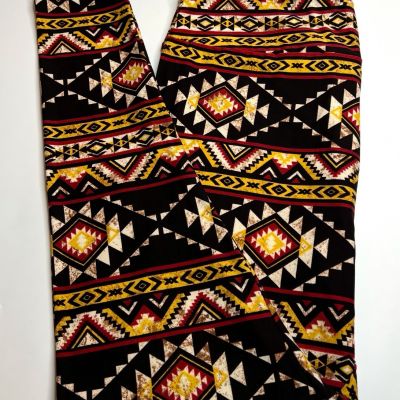 NEW LuLaRoe TC2 Leggings BLACK CREAM MUSTARD Chevron AZTEC Southwest Diamond