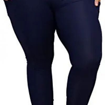 KQUZO Womens Plus Size High Waist 7/8 Compression Workout Leggings with Pocket