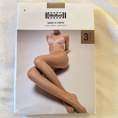 Wolford Sheer 15 Tights (Brand New) Medium Cosmetic 3 in box