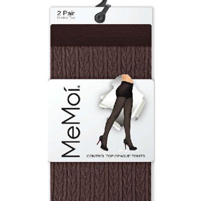 Braided Chain/Solid Control Top Tights 2 Pack