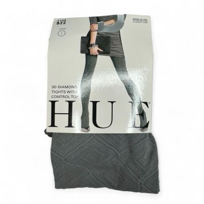 HUE 3D Diamond Tights w/Control Top Womens Size 1 Steel Gray 1 Pair New