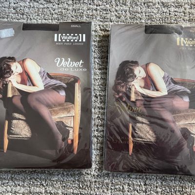 New (2) Wolford Velvet  De Luxe Tights 4023/Coca - SMALL