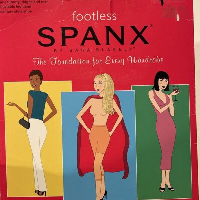 SPANX Black SHEER LEG Super Tummy Control FOOTLESS BODY SHAPING PANTYHOSE SIZE C