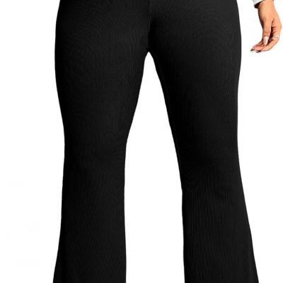 plus Size Leggings for Women Elastic High Waisted Crossover Flare Pants Lounge T