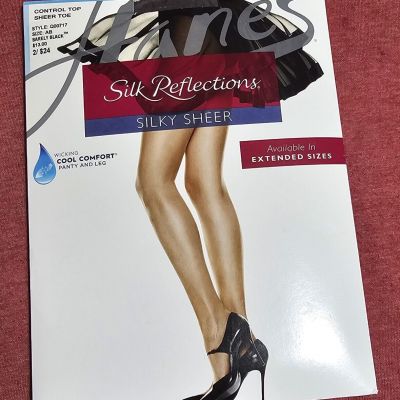 Hanes Silk Reflections Silky Sheer Pantyhose Cafe Au Lait Sz AB Control Top  124