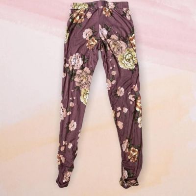 Fashion Nova Pink Floral Legging Ruched Ankle Stretches Fits XS Small