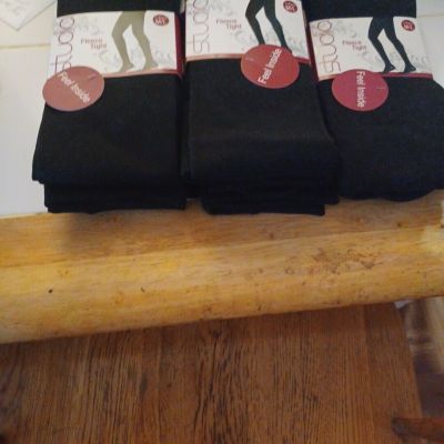 Lot Of 5 Brand New Pairs Of Fleece Tights Size M-L Black  Studio Brand