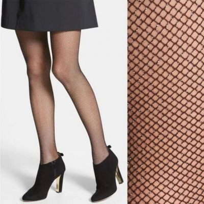 Kate Spade New York Sparkle Fishnet Black & Silver Festive Tights Size S/M