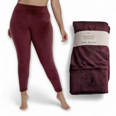 NWT $50 2X Lane Bryant Burgundy Soft Velour Smoothing Leggings Plus Size C/D