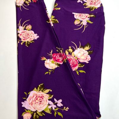 NEW LuLaRoe TC Leggings PURPLE PINK GREEN Peony ROSE FLOWER Romantic Botanical